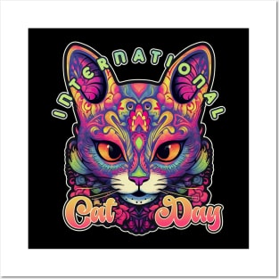 International Cat Day Sugar Skull Kitten Posters and Art